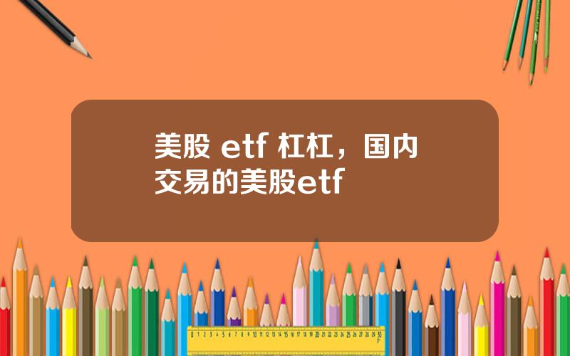 美股 etf 杠杠，国内交易的美股etf